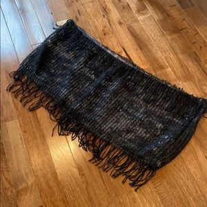 Black fringe infinity scarf